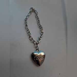 Chic Silvertone Heart Charm Locket Bracelet